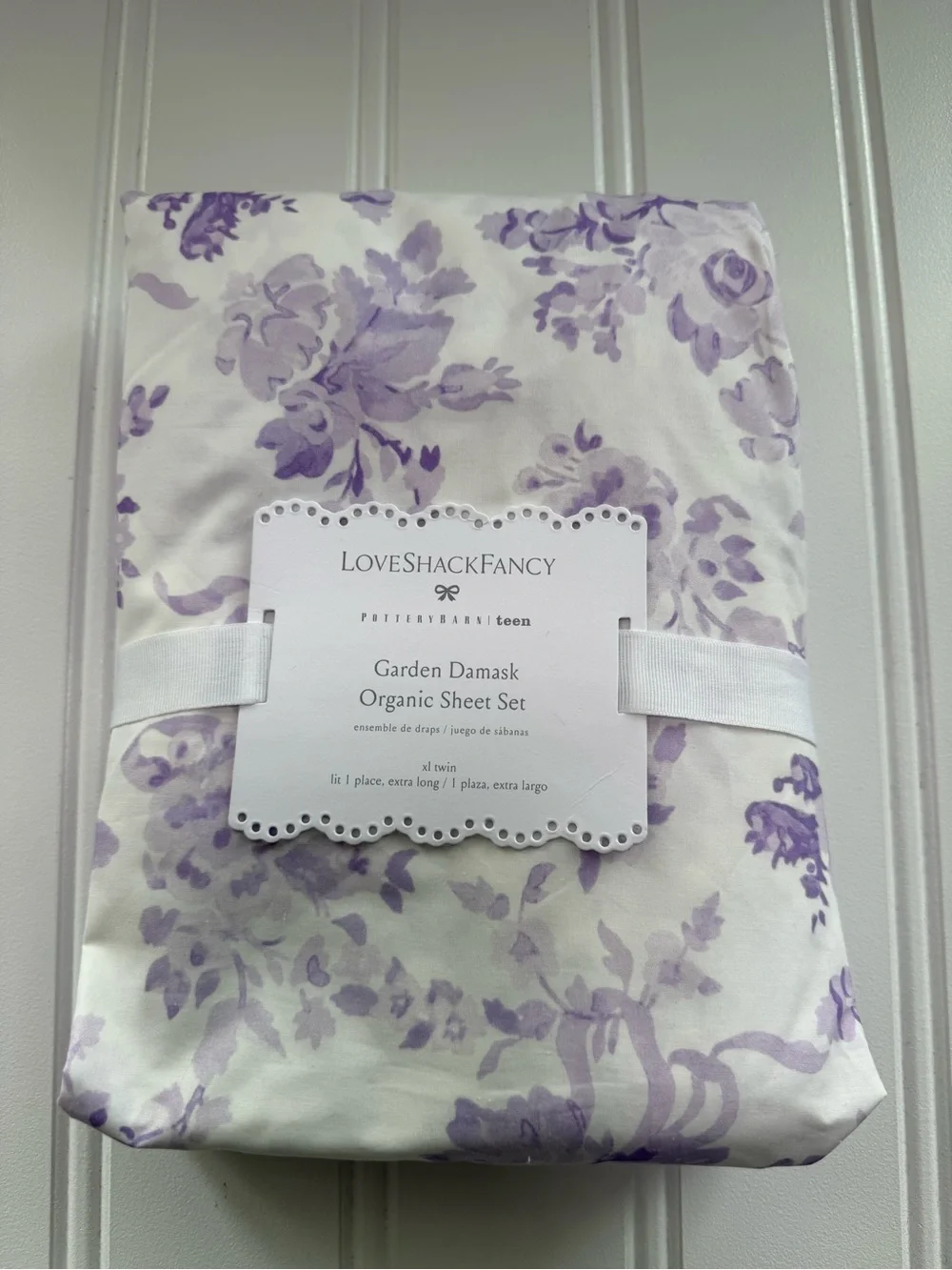 LoveShackFancy Pottery Barn Garden Damask Organic Sheet Set TWIN XL NEW 3065